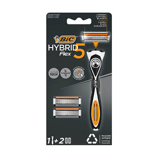 BIC Flex5 Hybrid 5-Blade Razor with 2 Cartridges - Ultra Smooth Shave