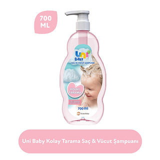 uni baby easy comb shampoo bottle, uni baby hair and body shampoo for children Uni Baby Easy Comb Hair & Body Shampoo - Gentle for Children | 700ml Uni Baby Easy Comb Hair & Body Shampoo 700ml uni-baby, hair-shampoo, body-shampoo, baby-care, gentle-formula, hypoallergenic, pediatric-tested, easy-combing, childrens-products, ai-generated