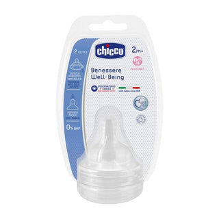 Chicco Baby Bottle Teat Set of 2 Silicone Adjustable Flow 2 Months+