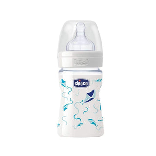 Chicco Glass Baby Bottle Male with Silicone Tip 150ml 0 Month+