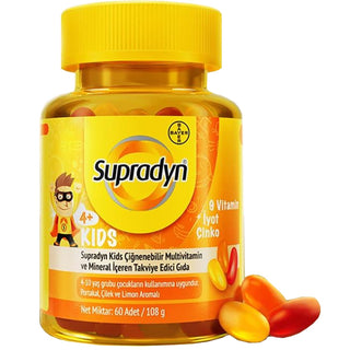 Supradyn Kids 9 Vitamin + Iodine Zinc 60 Chewable Tablets