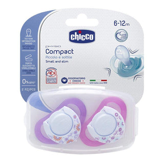 Chicco Pacifier Physio Compact Girl 2 Pack Silicone 6-12 Months