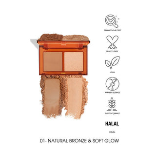 Pastel Profashion Sun Kissed Bronzer and Highlighter Set Natural Bronz Soft Glow