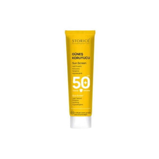 storice sunscreen spf50 light texture 40ml bottle, applying storice sunscreen on skin, sunshine with storice sunscreen outdoor Storice Sunscreen SPF50+ - Light Texture | 40ml Storice Sunscreen SPF50+ - Light Texture | 40ml sunscreen, spf50, sun-protection, outdoor, hydration, lightweight, water-resistant, sunbather, skincare, ai-generated
