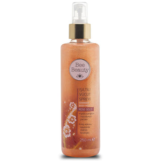 bee beauty rose gold body spray 250 ml, illuminating body spray with rose gold shimmer, woman using bee beauty body spray, bee beauty body spray close-up Bee Beauty Rose Gold Body Spray - Illuminating and Refreshing for Women | 250 ml Bee Beauty Rose Gold Body Spray 250 ml bee-beauty, rose-gold-body-spray, body-spray, sparkling-body-spray, beauty-products, fragrance, skincare, women-beauty, ai-generated, beauty-enthusiasts