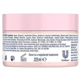 dove body scrub with pomegranate and shea oil, 225ml dove body scrub packaging, smoothing and hydrating dove body scrub Dove Body Scrub - Pomegranate & Shea Oil for Glowing Skin | 225 ml Dove Body Scrub Pomegranate & Shea Oil 225 ml dove, body-scrub, pomegranate, shea-oil, skin-care, exfoliation, moisturizing, spa, luxury-showers, ai-generated