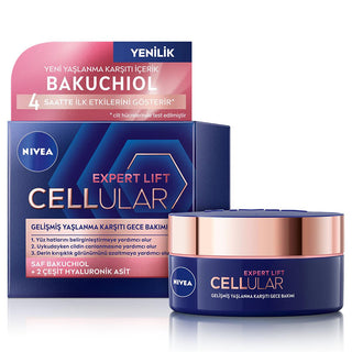 nivea cellular expert lift night cream, nivea night cream with bakuchiol and hyaluronic acid NIVEA Cellular Expert Lift Night Cream with Bakuchiol & Hyaluronic Acid - Anti-Aging | 1.69 fl. oz. NIVEA Cellular Expert Lift Night Cream - Anti-Aging Formula nivea, night-cream, bakuchiol, hyaluronic-acid, anti-aging, skincare, women, sensitive-skin, ai-generated, revitalizing