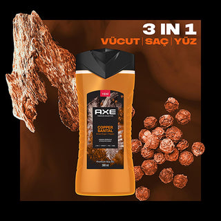 axe copper santal 3-in-1 shower gel, axe premium collection body hair face cleanser, axe shower gel bottle with refreshing scent Axe Premium Collection Copper Santal 3-in-1 Shower Gel - Refreshing Body, Hair & Face Cleanser | 300 ml Axe Copper Santal 3-in-1 Shower Gel - Premium Body Care axe, shower-gel, men-care, 3-in-1, body-wash, hair-wash, face-cleanser, copper-santal, men-products, ai-generated