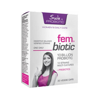 suda probiotic fem biotic 30 capsules front view, suda probiotic fem biotic 30 capsules nutritional information, suda probiotic fem biotic 30 capsules usage suggestion Suda Probiotic Fem Biotic - Daily Support for Women | 30 Capsules Suda Probiotic Fem Biotic - Daily Support for Women suda, probiotic, fem-biotic, women-health, gut-health, dietary-supplement, capsules, healthcare, ai-generated, prebiotics