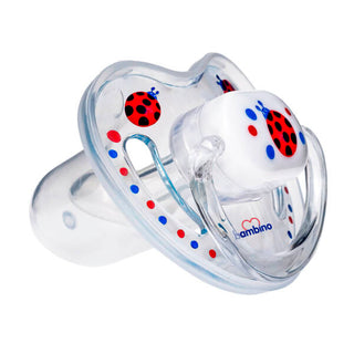 Bambino Flamed Pacifier 0-6 Months - Red - Ladybug