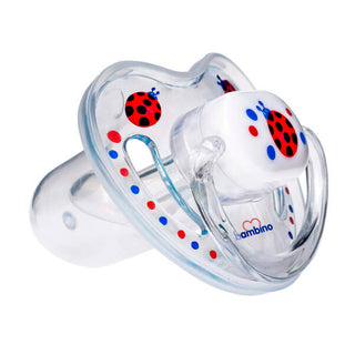 Bambino Flamed Pacifier 6-18 Months - Red - Ladybug