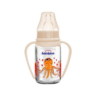 Bambino Cherry Tip Glass Baby Bottle 125ml - Cream - Octopus