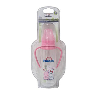 Bambino Natural PP Baby Bottle 250ml 0+ Months - Pink - Hippopotamus