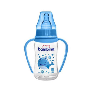 Bambino Natural PP Feeding Bottle with Handle 150ml 0+ Months - Blue - Octopus