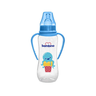 Bambino Natural PP Feeding Bottle with Handle 250ml 0+ Months - Blue - Octopus