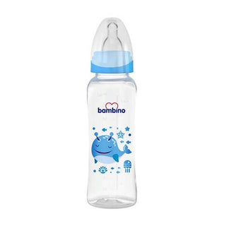 Bambino Oval PP Feeding Bottle with Grip 250ml 0+ Months - Blue Fish