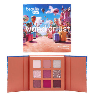 beaulifun wonderlust 9-color eyeshadow palette front view, beaulifun wonderlust eyeshadow swatches Beaulis Fun Wonderlust 9-Color Eyeshadow Palette - Romantic Pink Shades for Makeup Enthusiasts | 9 Colors Beaulis Fun Wonderlust 9-Color Eyeshadow Palette makeup, eyeshadow, beaulifun, wonderlust, cosmetics, beauty, young-adults, teenagers, ai-generated, female
