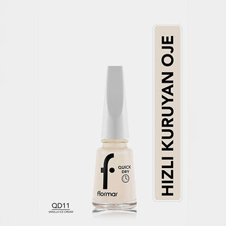 flormar quick dry nail polish 011 vanilla ice cream, flormar high pigmentation nail polish bottle, nail polish application with flormar quick dry Flormar Quick Dry Nail Polish - Intense Pigmentation | 011 Vanilla Ice Cream Flormar Quick Dry Nail Polish - 011 Vanilla Ice Cream nail-polish, quick-dry-nail-polish, flormar, intense-pigmentation, easy-manicure, nail-care, busy-professionals, nail-enthusiasts, ai-generated, beauty