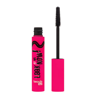beaulist fun look at me now mascara 100 black, close up of beaulis fun mascara brush, beaulist mascara packaging and product image Beaulis Fun Look At Me Now Mascara - 100 Black Beaulis Fun Look At Me Now Mascara - 100 Black beaulismascara, volume-mascara, black-mascara, long-lasting, bold-lashes, eye-makeup, mascara-applicator, beauty-products, makeup-essentials, ai-generated