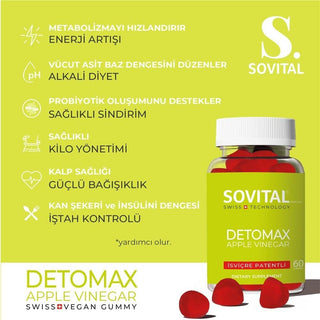 sovital detomax apple vinegar gummies front, sovital detomax apple vinegar gummies back Sovital Detomax Apple Vinegar Gummies - 60 Count Sovital Detomax Apple Vinegar Gummies - 60 Count sovital, apple-vinegar, gummies, health-supplement, detox, vegan, gluten-free, natural-gummies, sugar-free, ai-generated