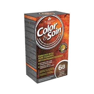 color & soin cocoa brown hair dye packaging, color & soin cocoa brown hair dye application on hair, color & soin cocoa brown hair dye color swatch Color&Soin Cocoa Brown Hair Dye - Plant-Based Formula | 6B Color&Soin Cocoa Brown Hair Dye | 6B hair-dye, cocoa-brown, plant-based, vegan-friendly, permanent-color, eco-friendly, for-colored-hair, hair-care, color-soin, ai-generated