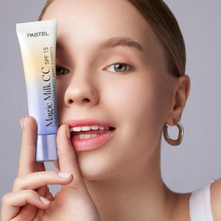 pastel magic milk cc cream spf 15, pastel cc cream swatch, pastel skincare and makeup Pastel Makeup To Skincare Magic Milk CC SPF 15 - Tone Evening CC Cream 50 Light Medium Pastel Magic Milk CC Cream SPF 15 - Light Medium pastel, cc-cream, spf-15, makeup, skincare, tone-evening, hyaluronic-acid, sea-water, beauty-product, ai-generated