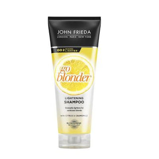john frieda go blonder lightening shampoo 250ml bottle, john frieda go blonder shampoo in use John Frieda Go Blonder Lightening Shampoo - 250ml John Frieda Go Blonder Shampoo - 250ml john-frieda, lightening-shampoo, blonde-hair-care, shampoo-for-blondes, hair-lightening, natural-ingredients, chamomile-extract, lemon-extract, ai-generated, hair-care