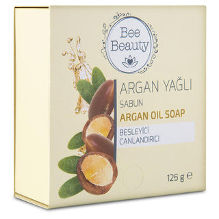 bee beauty argan oil soap on white background, close up of bee beauty argan oil soap, bee beauty argan oil soap packaging Bee Beauty Argan Oil Soap - Moisturizing | 4.4 oz Bee Beauty Argan Oil Soap - Moisturizing with No Parabens bee-beauty, argan-oil-soap, moisturizing-soap, natural-skincare, face-cleanser, paraben-free, sulfate-free, ai-generated, gluten-free, gentle-cleanser