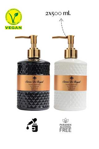 Savon de Royal Vegan Liquid Soap Black and White Pearl 500ml x 2