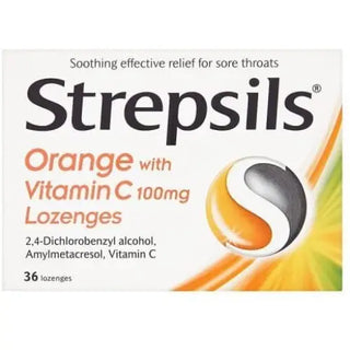 Strepsils Orange with Vitamin C 100mg 36 Lozenges