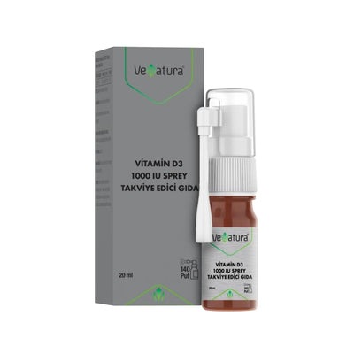VeNatura Vitamin D3 1000 IU Spray Dietary Supplement - Boosts Bone Health & Immune System, 20ml Bottle
