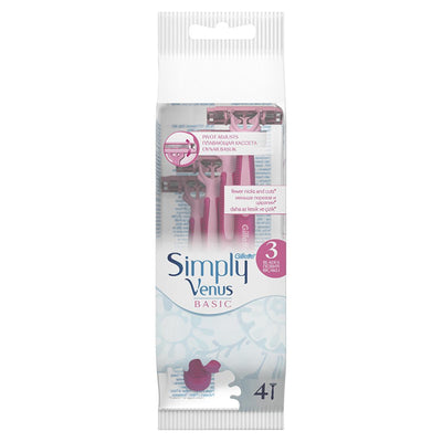 Gillette Simply Venus 3 Women's Disposable Razor - 3-Blade Design for Smooth Shave, MoistureRich Strip, Ergonomic Handle