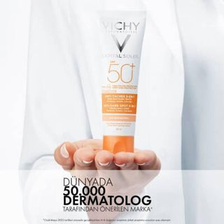 Vichy Capital Soleil SPF 50+ Tinted Sunscreen: Anti-Dark Spot Face Protection, Evens Skin Tone, High UVA/UVB Defense, Hypoallergenic Vichy SPF 50+ Tinted Sunscreen: Anti-Dark Spot, Even Skin sunscreen, SPF 50+ sunscreen, anti dark spot sunscreen, tinted sunscreen, sun protection for face, hypoallergenic sunscreen, sunscreen for dark spots, Vichy sunscreen, lekeleri gideren güneş kremi, leke karşıtı güneş kremi, sun protection, anti-aging, even skin tone, dark spot prevention, UVA protection, UVB protection,