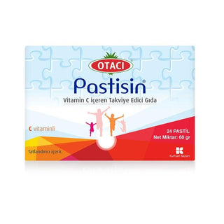 Otacı Vitamin C 24 Pastil - Mixed Fruit Vitamin C Lozenges for Kids and Adults - Supports Immune Function Otacı Vitamin C 24 Pastil - Immune System Support Vitamin C supplement, Children's health supplement, Pastil Vitamin C, Non-medicinal health product, Mixed Fruit Vitamin C Lozenges, Immune system support, Health and wellbeing, Dietary supplement, Kids health, Adults health