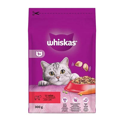 Whiskas Dry Cat Food with Beef - Complete Nutrition, Healthy Coat & Urinary Support - Adult Cat Food, 0.66 lbs