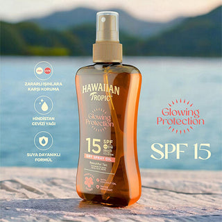 Hawaiian Tropic SPF 15 Dry Spray Tanning Oil: Protect & Bronze with Coconut & Aloe, Vegan & Cruelty-Free Sunscreen - Water Resistant Hawaiian Tropic SPF 15 Dry Oil: Bronze & Protect! Hawaiian Tropic SPF 15, dry spray tanning oil, sunscreen oil, coconut oil sunscreen, vegan sunscreen, cruelty-free sunscreen, water resistant sunscreen, bronzing sunscreen, sun protection oil, tanning oil, SPF 15, coconut oil, aloe vera, dry oil, water resistant, vegan, cruelty-free, recycled packaging, sun protection, tanning,