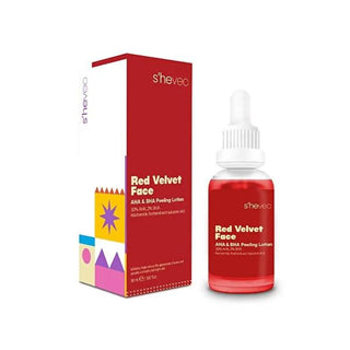 She Vec: AHA BHA Red Velvet Facial Peeling Serum - Exfoliating, Anti-Aging, Acne Scar & Hyperpigmentation Treatment - 30ml She Vec AHA BHA Peeling Serum - Exfoliate, Anti-Age, Treat Acne AHA BHA peeling serum, chemical exfoliant, skin resurfacing treatment, anti aging serum, acne scar treatment, hyperpigmentation treatment, exfoliating face serum, red velvet face peel, pore minimizing serum, blemish control serum, AHA serum, BHA serum, facial peel, skin exfoliation, anti-aging, acne treatment, hyperpigmenta