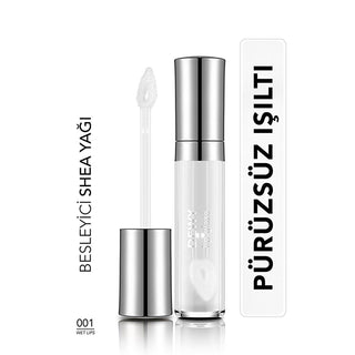Flormar Dewy Lip Glaze: Hydrating, Non-Sticky Lip Gloss with Shea Butter for Lasting Shine & Smooth Lips - Wet Lips 001 Flormar Dewy Lip Gloss: Hydrating, Non-Sticky & Shiny Lips lip gloss, shea butter lip gloss, non-sticky lip gloss, dewy lip glaze, hydrating lip gloss, Flormar lip gloss, metallic lip gloss, pearlescent lip gloss, lip care, moisturizing lip gloss, shiny lips, smooth lips, non-sticky formula, colorful lip gloss, women's makeup, beauty, cosmetics, lip makeup, everyday makeup, special occasio