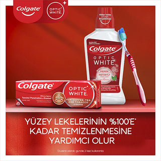 Colgate Optic White Whitening Toothpaste for Coffee & Tea Drinkers, Smokers - Gentle on Enamel, 2.54 fl oz