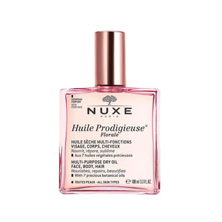 Nuxe Huile Prodigieuse Florale Multi-Purpose Dry Oil for Skin, Hair, and Nails - 100ml Nuxe Huile Prodigieuse Florale Dry Oil - 100ml Nuxe Huile Prodigieuse Florale, multi-purpose dry oil, natural skincare, dry oil for hair and skin, Nuxe 100 ml, skincare, haircare, nail care, beauty essentials, hydration, non-greasy moisturizer, travel beauty, beauty routine, Nuxe brand, Florale variant