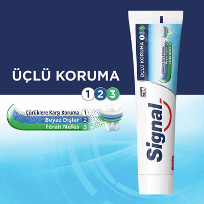 Signal Triple Protection Toothpaste with Fluoride - Natural Whitening, Mint Flavor - 4.06 fl oz