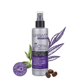 urban care biotin caffeine hair tonic spray bottle, close-up of urban care hair tonic spray Urban Care Biotin Caffeine Hair Scalp Tonic Spray | 200 ml Urban Care Hair Scalp Tonic - Biotin & Caffeine | 200 ml urban-care, hair-tonic, biotin, caffeine, anti-hair-loss, scalp-care, healthy-hair, hydrating, hair-growth, ai-generated