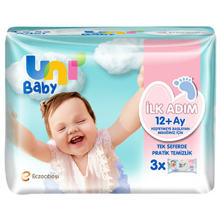 Uni Baby First Steps Wet Wipes 3 Pack - Hypoallergenic | 156 Wipes