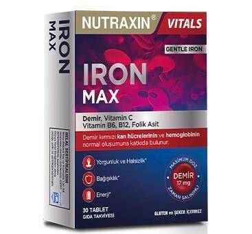 Nutraxin Iron Max: High Potency Iron Supplement for Deficiency & Anemia - Boost Energy & Red Blood Cell Production (30 T