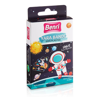 Benri Space Band-Aids 15 Pack - Colorful Designs for Kids & Adults