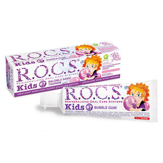 ROCS Kids 4-7 Toothpaste Bubble Gum Flavor - Safe for Children | 3.4 oz