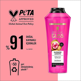 Gliss Supreme Length Shampoo for Oily Roots and Dry Ends - Biotin Complex, 13.53 fl oz Gliss Supreme Length Shampoo - Biotin Complex for Oily Roots & Dry Ends hair care shampoo, smoothing shampoo, biotin shampoo, shampoo for oily roots and dry ends, Gliss Supreme Length Shampoo, hair care products, nourishing shampoo, protective shampoo, biotin complex, peony flower extract, oily roots and dry ends solution, smoothing hair care