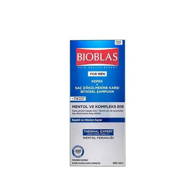 Bioblas Anti-Dandruff Shampoo for Men - Menthol & B19 Complex, 12.17 fl oz - Prevents Hair Loss & Soothes Scalp