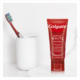 colgate optic white toothpaste 50ml, oxidation technology toothpaste, toothpaste with active oxygen, white toothpaste for deep stains Colgate Optic White Toothpaste - Oxygen Technology | 50ml Colgate Optic White Toothpaste - 50ml colgate, optic-white, toothpaste, whitening, oral-care, active-oxygen, non-abrasive, deep-stain-removal, dental-hygiene, ai-generated