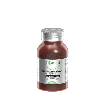 VeNatura Magnesium Citrate Vitamin B6 Supplement - Supports Muscle Function & Energy Production - 60 Tablets